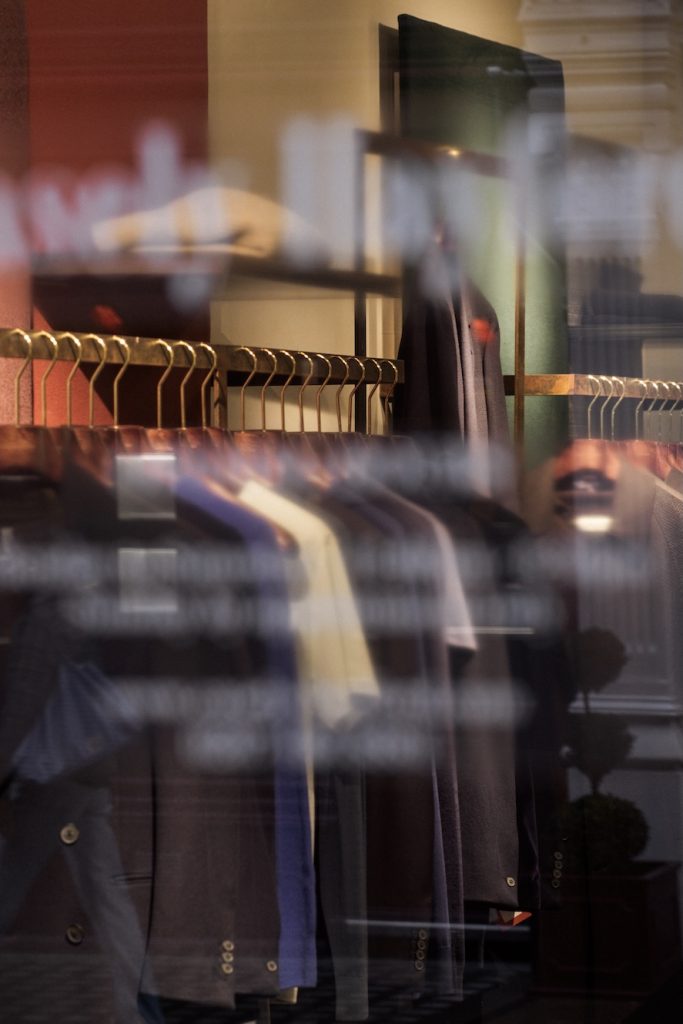 Designer clothing on rack