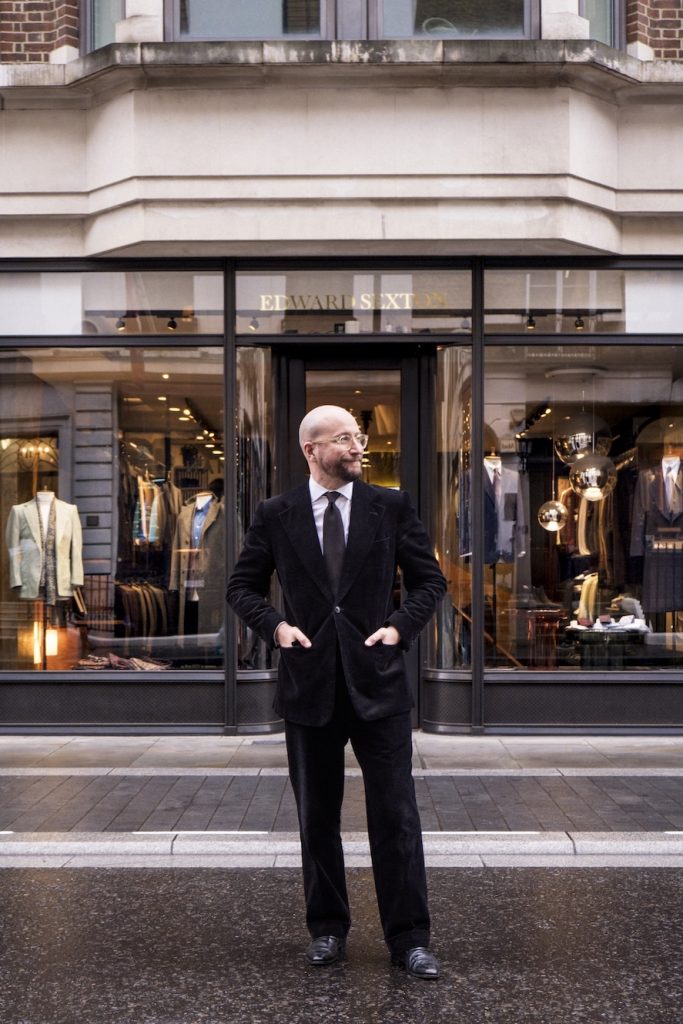 man outside Savile Row tailor