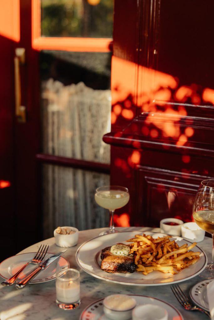 Table of food at Bouchon Bistro
