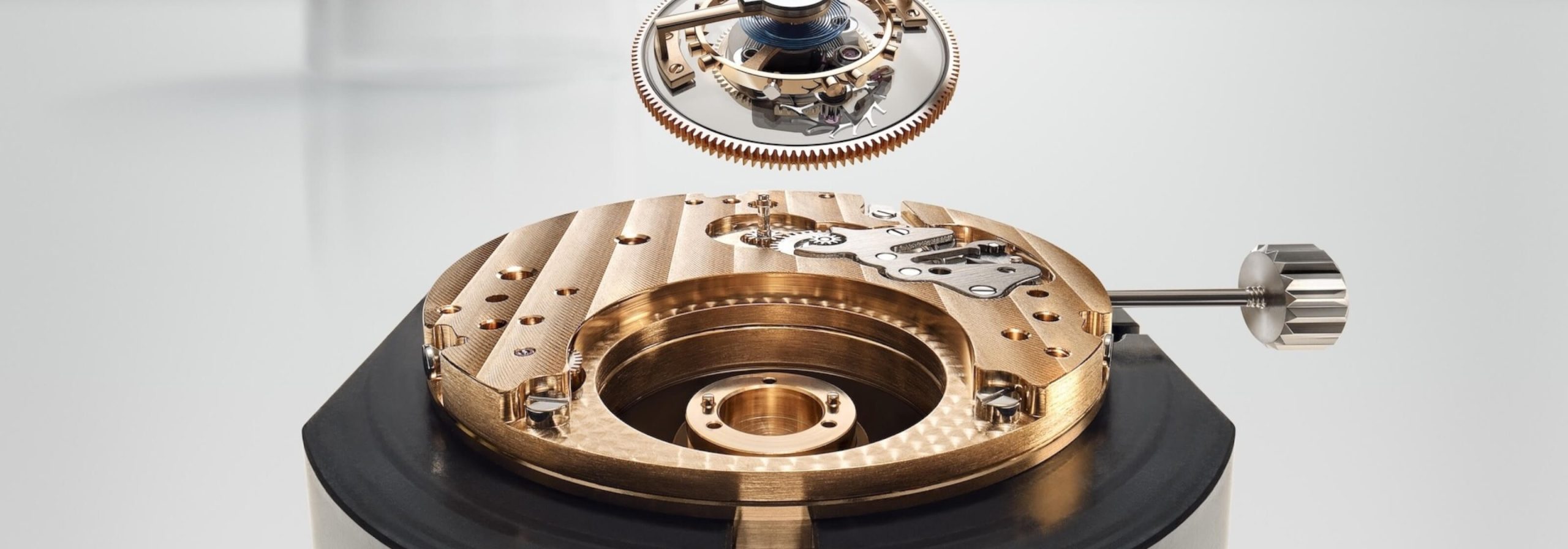 close up detail on a watch assembly