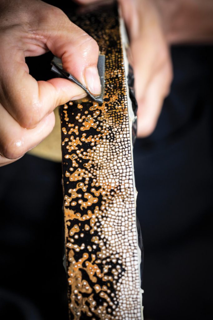 close up detail on item of craftwork
