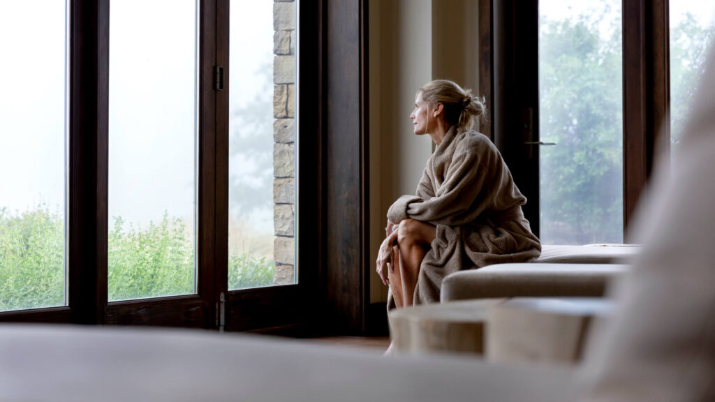 Woman relaxing at the Auberge Spa at Primland Resort